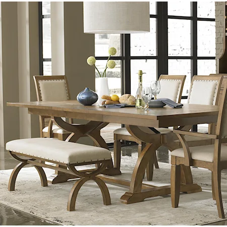 Trestle Dining Table with One 24-Inch Table Leaf